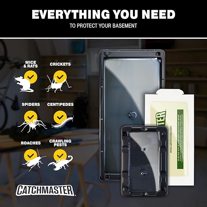 Catchmaster Glue Trap Variety Pack - 2 Mouse Trays, 2 Rat Trays, 4 Insect Glue Traps, Mouse Traps Indoor for Home, Pest Protection Kit for Basement & Garage, Rodent & Insect Pest Control