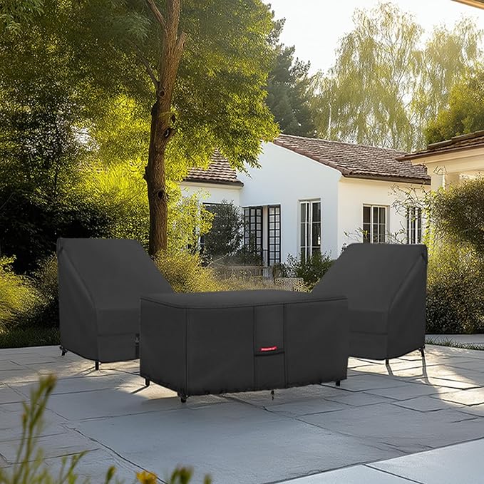 Porch Shield Patio Fire Pit Cover - Waterproof 600D Outdoor Rectangular Fire Table Cover Deck Box Protector - 43 x 22 inch, Black