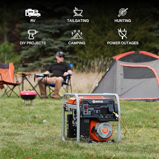 NOVUS 4000W Portable Inverter Generator for Home Use, Quiet Gas Generator with 223cc Engine, CO Sensor, RV Ready, GFCI Outlets for Home Backup, Camping, and RVs, EPA Compliant