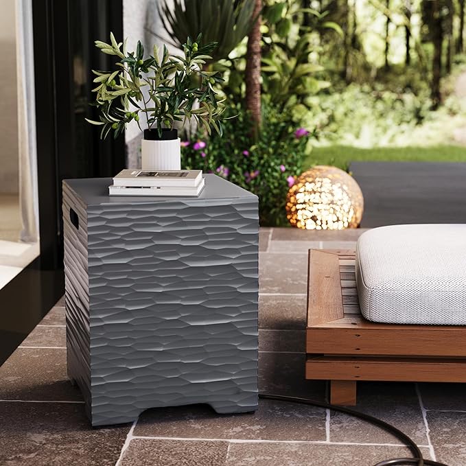 SUNBURY Outdoor Propane Fire Pit Table, 35 in Round 50000 BTU Outdoor Gas FirePit Table for Outside with Rain Cover, Propane Tank Cover for Backyard & Deck, Black