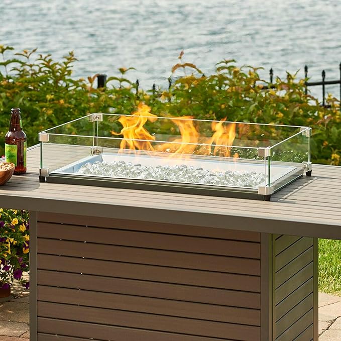 20 Pounds Fire Pit Glass Rocks, Clear Fire Glass Beads for Propane Firepit, Fireplace and Outdoor Decoration, 1 Inch, Diamond - Shaped