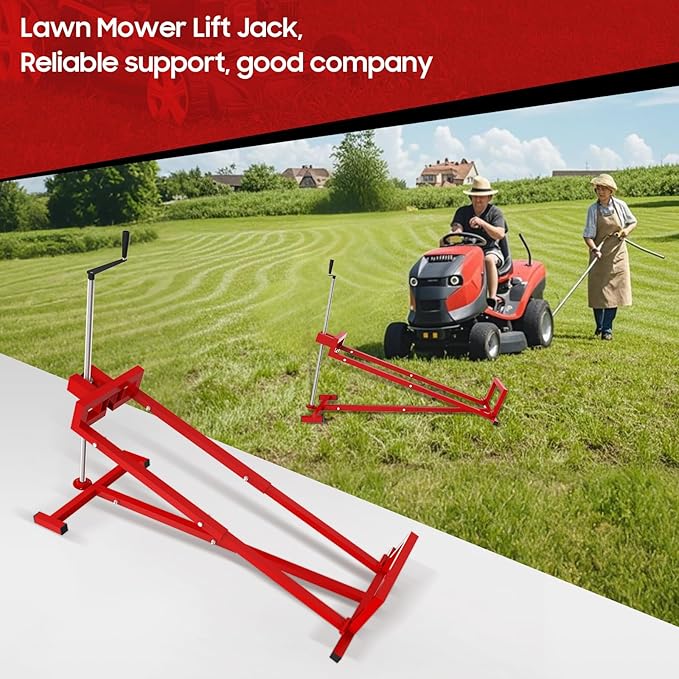 Lawn Mower Lift,Lawn Mower Jack Lift for Riding Mowers,Easy to Install, Safe and Stable.Ridding Mower Lift with telescoping Feature Holds up to 1200 lbs, Rust-Resistant Finish. (Classic Red)