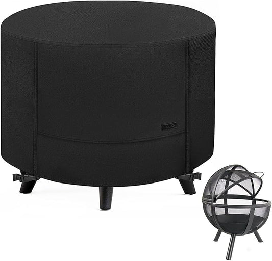 NettyPro Fire Pit Cover Round Waterproof Outdoor Firepit Cover for for Ikuby Ball Globe Patio Fireplace, 33 x 31 inch, Black