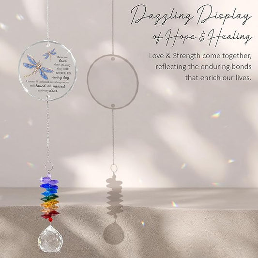 GIFTELIX Glass Suncatcher Ornament - Those we Love Don't go Away - Sympathy Gifts for Loss of Loved Ones - Bereavement Keepsake - Crystal Rainbow Maker - Hanging Crystal Decor - Daily Remembrance