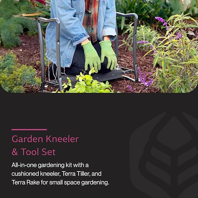 Yard Butler - Garden Kneeler/Seat with Terra Rake and Terra Tiller - Gardening Tools & Supplies Set Perfect for Gardeners - Ergonomic & Durable Designs