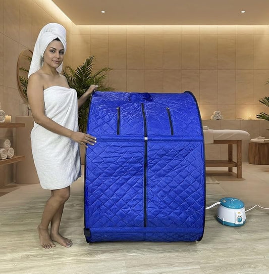 Kawachi Portable Steam Sauna Bath with 1.5L Steam Generator, 750W Power, Blue, Personal Home Spa for Full Body Detox Therapy and Relaxation