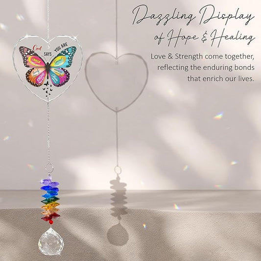 GIFTELIX Christmas Ornaments Appreciation Gift - Encouragement Butterfly Suncatcher - Inspirational Gifts for Friends Mom Sister, Girl Female Coworker Christian