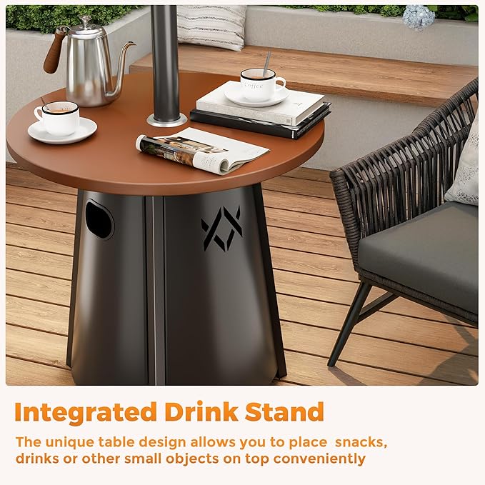 Pamapic 50,000 BTU Outdoor Heaters for Patio with Round Table Design, Premium 304 Stainless Steel Burner, Triple Protection System Propane Patio Heater for Porch Garden, Residential & Commercial Use