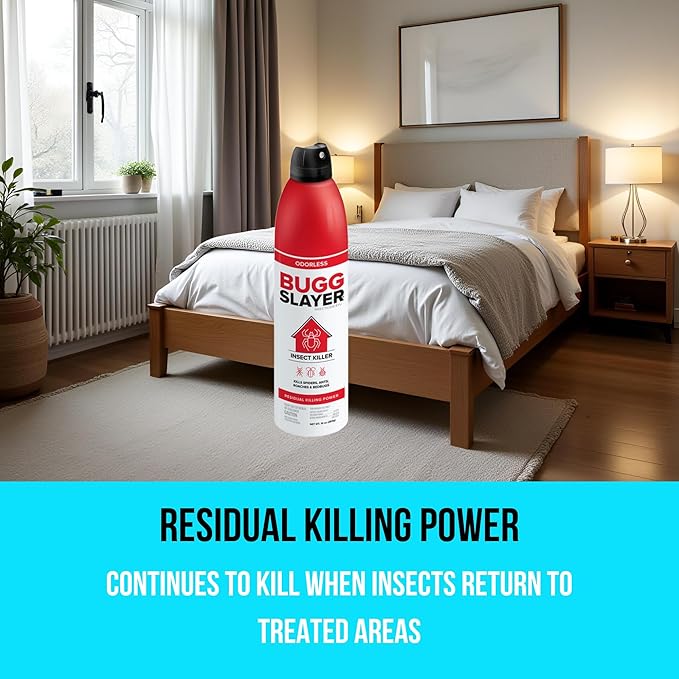 BUGGSLAYER Insecticide RTU Aerosol - Indoor Insect Killer - Spiders, Ants, Roaches, Bed Bugs & More - Odorless, Non-staining - 10 oz Spray Can