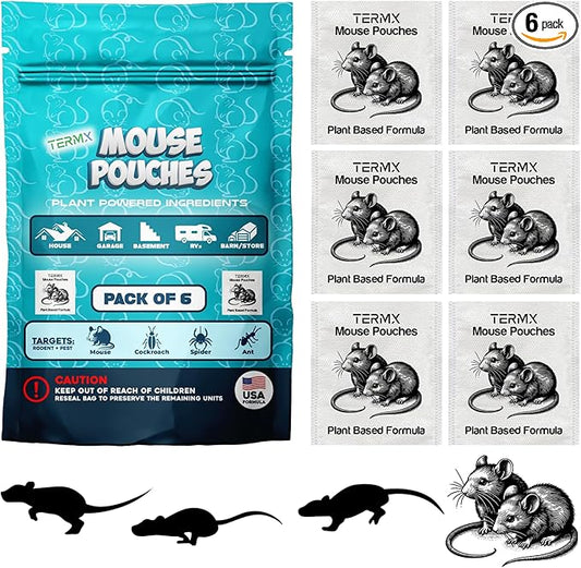 6Pack Natural Mouse Repellent Pouches Botanical Mice Repellent Pouches Vamoose Rodent-Repelling Pouches for Indoor and Outdoor Pest Control Pouches for Home Attic Office Shed Storage/RV