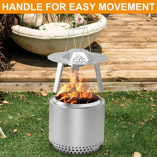 Heat Deflector for Solo Stove Ranger Accessories, Heat Diffuser for Solo Stove Ranger 15" Firepit Captures & Redirects Warmth, 304 Stainless Steel Ranger Heat Deflector with Carrying Handle & 3 Legs
