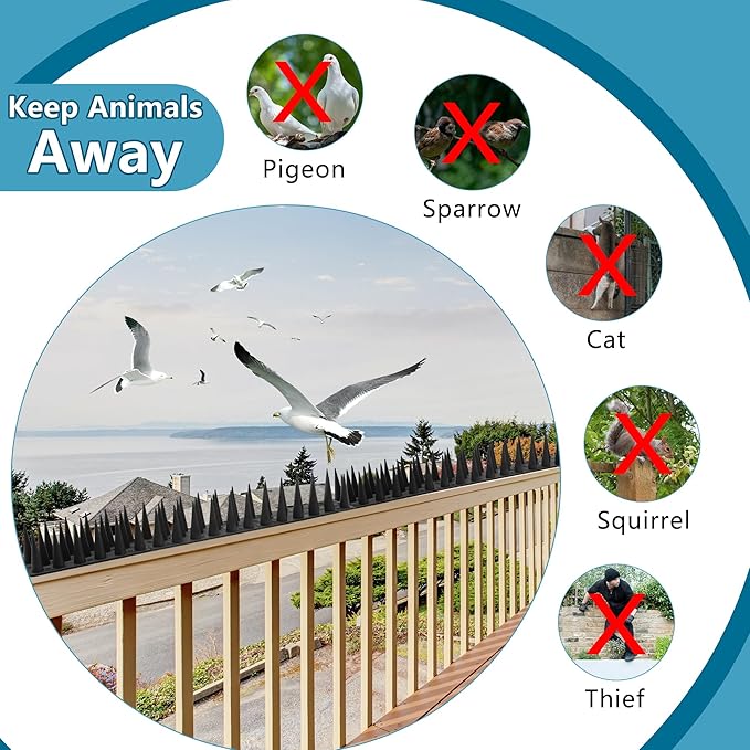 Bird Spikes,Black,6 Pack Bird deterrents for Outside,Keep Raccoon Squirrel Pigeon Away,Fence Spike for Garden Patio