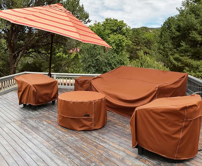 NettyPro Fire Pit Cover Round Waterproof Outdoor Firepit Cover for Gas Propane Fire Pit Table, 50 x 24 inch, Brown
