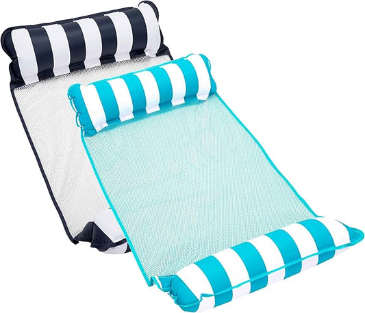 Aqua 4-in-1 Monterey Hammock Pool Float & Water Hammocks, 1-2-3-4 Multipacks – Multiple Colors/Styles – for Adults and Kids Floating