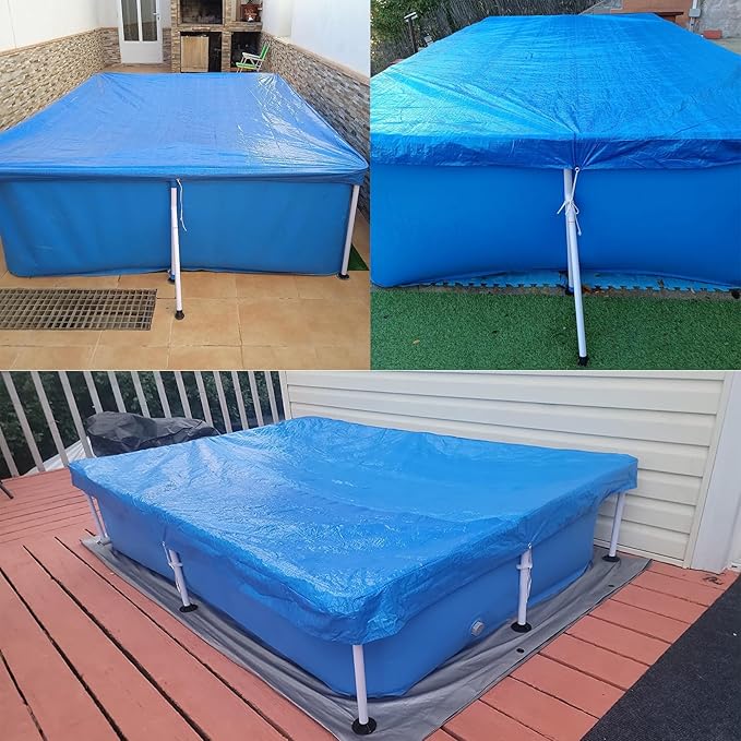 87 x 59 in Rectangle Pool Cover, 7 x 5 Rectangular Frame Swimming, 7 x 4 ft Pool Cover, Durable PE Tarpaulin Dust Proof Rain Proof Garden Outdoor Above Ground Square Pools Cover (87''x59'')