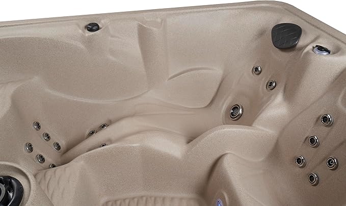 AquaLife Palm Beach™ 5-6 Person 30-Jet Lounger Hot Tub with LED Lighting, Insulated Cover, Built-in Ice Bucket, Stainless Steel Heater and Ozonator