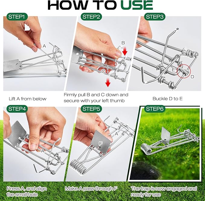 Qualirey 12 Pcs Outdoor Gopher Trap Easy Set Mole Trap Weather Resistant Gopher Killer Vole Killer for Lawn Garden Farm (Silver)