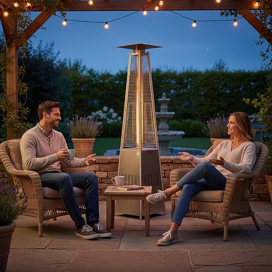 GLANC 48,000 BTU Pyramid Patio Heater with Cover & Wheels, Patio Heaters for Outdoor Use, 87" Quartz Glass Tube Outdoor Propane Heater for Deck Lawn Commercial, Triple Safety Protection