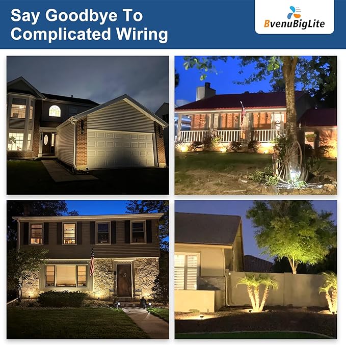 BvenuBigLite Waterproof Solar Lights Outdoor: IP65 Led Spot Light Decorations for Garden - 3 Lighting Modes Solar Powered for Yard - Dust to Dawn Uplighting Landscape Pathway Drive Patios 6PC Warm