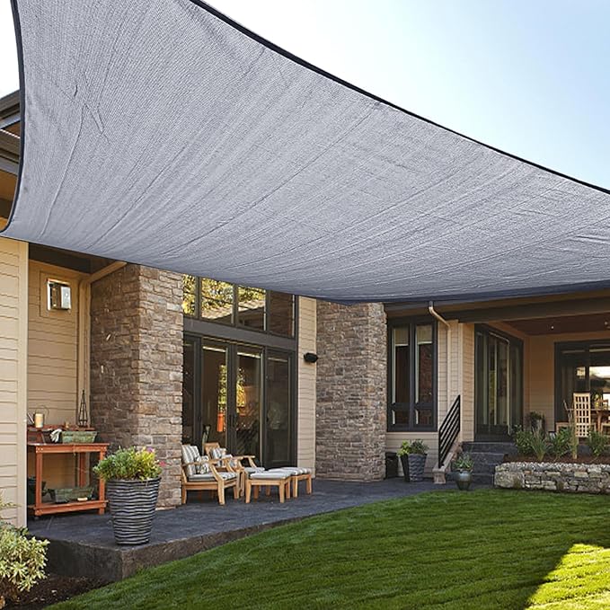 LOVE STORY Custom Size 5'x10' Silver Grey Sun Shade Sail Rectangle UV Block Canopy Patio Sail Sunshades Fabric for Outdoor Garden Carport (We Make Custom Size)
