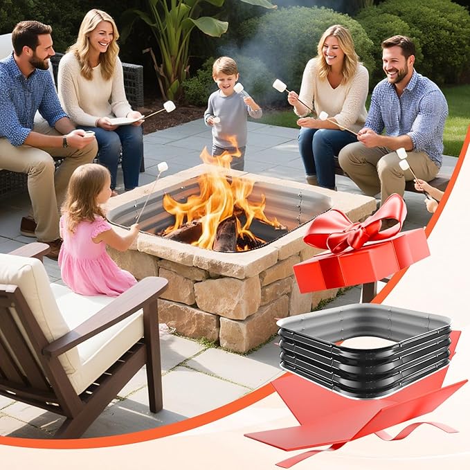 Fire Pit Ring,23in Heavy Duty Square Firepit for Outside,11'' Tall Galvanized Steel Bonfire Pits,Wood Burning Outdoor Fireplaces,Portable for Backyard,Camping,Patio,Beach
