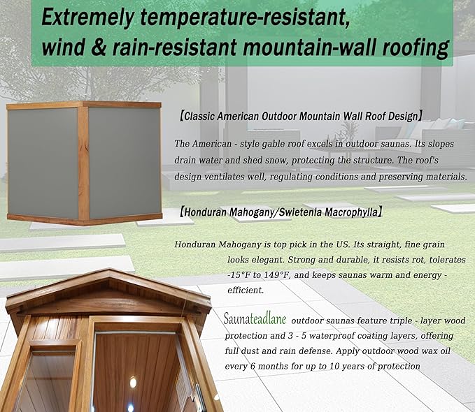 LTCCDSS Mahogany Outdoor Sauna 1 Person, Ultra-Low EMF Far Infrared Sauna for Home, Chromotherapy, Bluetooth Speaker