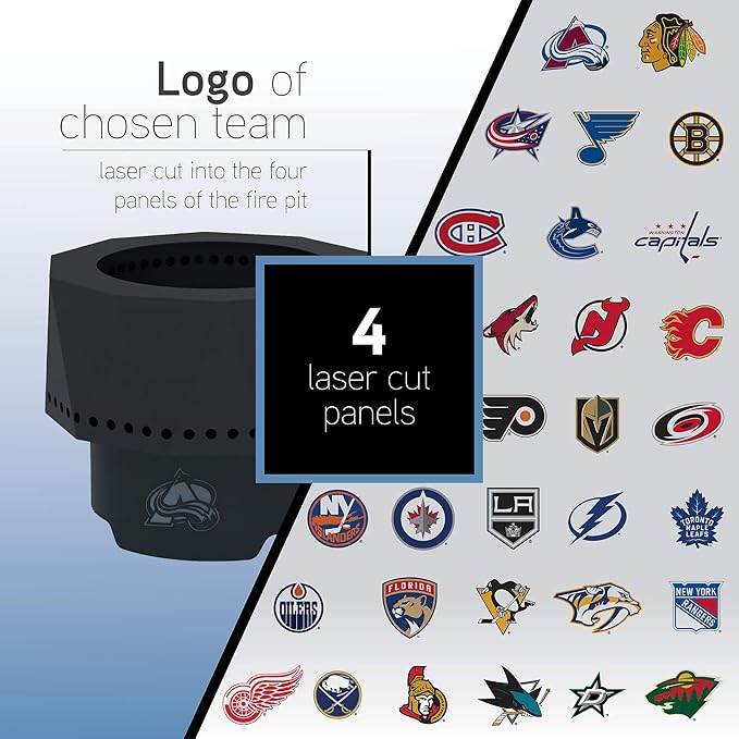 Blue Sky Outdoor Living NHL Florida Panthers Ridge Portable Steel Smokeless Fire Pit with Carrying Bag, Firewood and/or Wood Pellet Burning