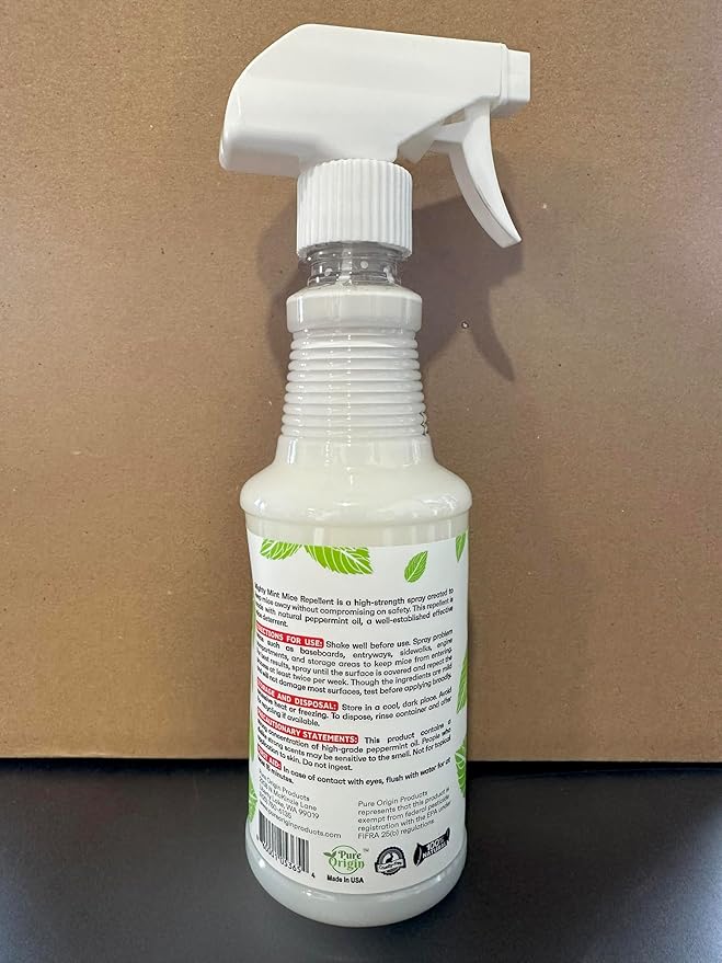 Mighty Mint Peppermint Oil Mouse Repellent Spray – Natural Indoor & Outdoor Control for Mice and Rodents – Plant-Based, Extra-Strong Formula - 16 oz (Pack of 2)