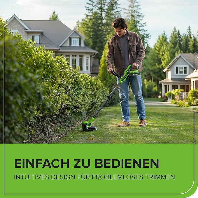 Greenworks 24V 12" Cordless String Trimmer/Edger (Includes 20 Blades), 4.0Ah Battery and Charger Included