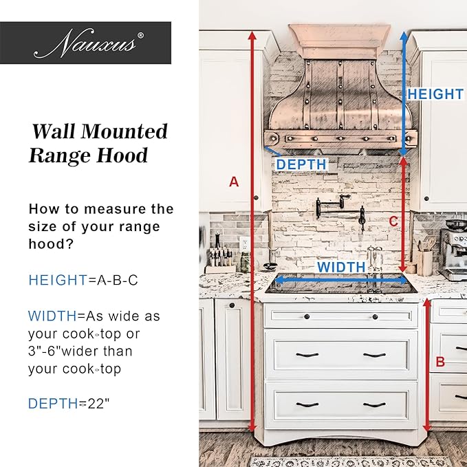 Custom Stainless Steel Range Hood, Handmade Kitchen Hood with Powerful Range Hood Insert, Classic Stove Vent Hood with Straps & Rivets, 42"W x 39"H Wall Mount, HSW30SC-423922WSS