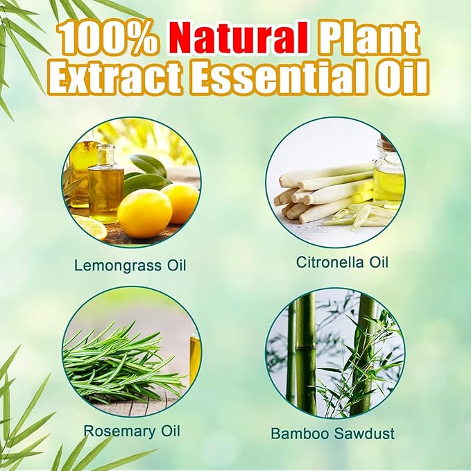 90 Pcs Natural Mosquito Repellent Outdoor Patio, Citronella Oil Mosquito Incense Sticks Plant-Based Bug Repellent for Patio Camping Fishing Backyard Travel Mosquito Control