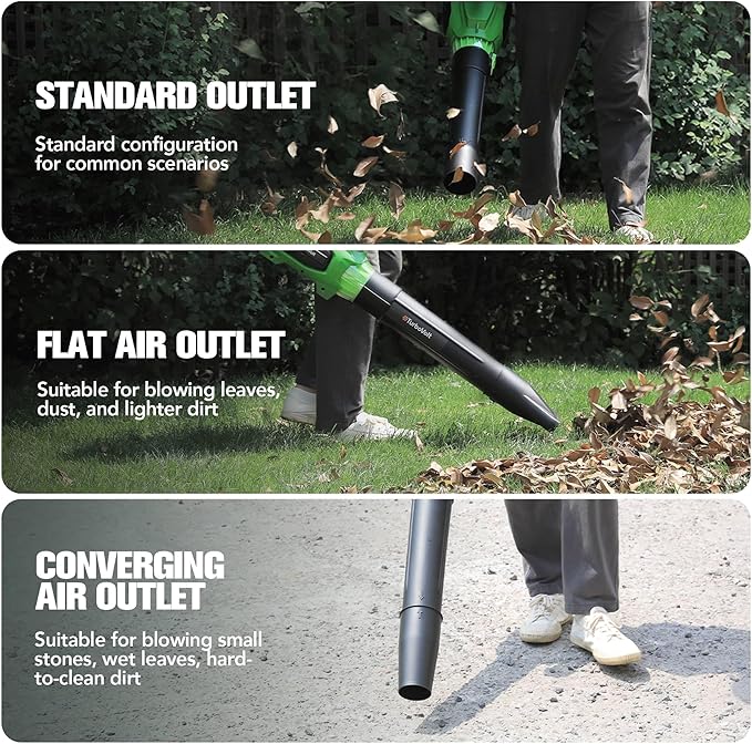 Cordless Leaf Blower with Battery and Charger 40V, 620CFM 150MPH Brushless Electric Motor, 2X5.0Ah Dual Batteries, 4-Speed & Turbo, 3 Nozzles, Lightweight for Lawn Care, Yard, Patio, Garage, Debris