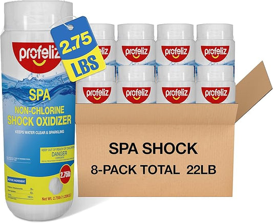 Profeliz Non Chlorine Shock for Hot Tub & Spa,Chlorine-Free Shock Oxidizer, Fast-Acting,Clear Cloudy Water,8 Pack,22lb