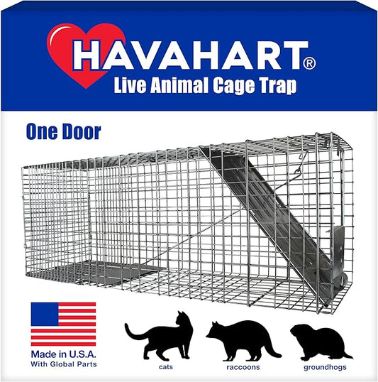 HAVAHART 1079SR Large 1-Door Humane Catch and Release Live Animal Trap Cage - Live Raccoon Trap, for Bobcats, Beavers, Dogs, & More