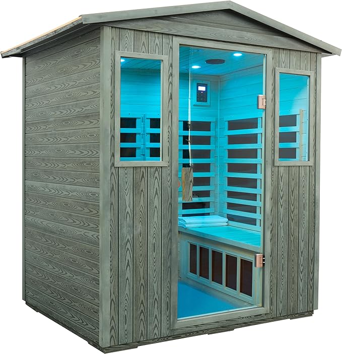 LTCCDSS Ultra-Low EMF Outdoor Sauna 3-Person, Full Spectrum Carbonized Black Walnut Far Infrared Sauna for Home, Near&Mid-IR Light, EMF 0.1-1mG, 81.1 * 45 * 83.5 Inch (81.1 * 45 * 83.5 inch)