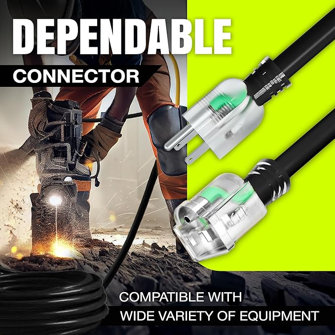 6ft Outdoor/Indoor Extension Cord 16/3 Gauge Heavy Duty 3 Prong SJTW, Waterproof, Flexible Cold-Resistant Long Power Cord,13A 125V 1625W, Black by LifeSupplyUSA
