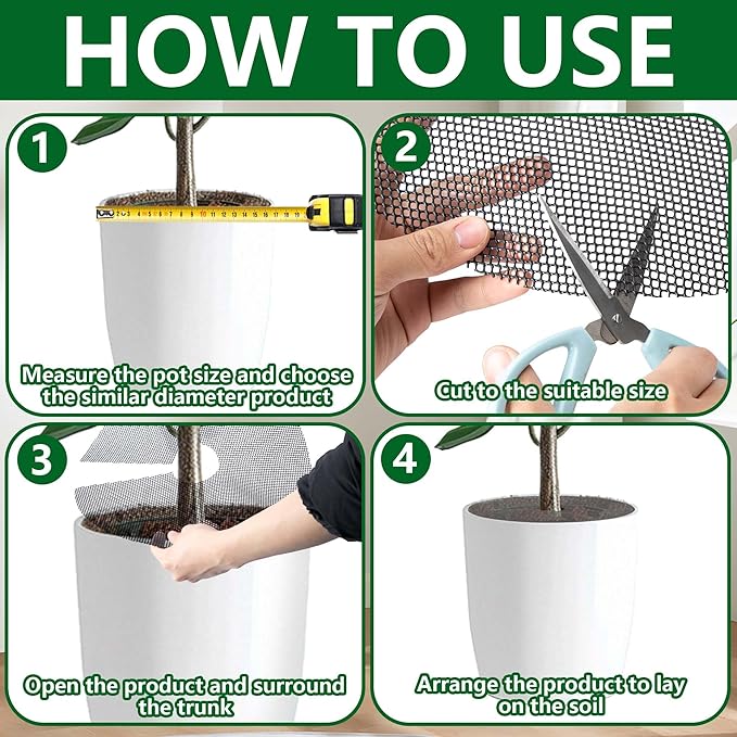 Adnee 4 Pcs 15.7 Inch Plant Pot Grids-Cuttable Plant Pot Soil Covers Protectors from Animals-Indoor Plant Pot Soil Guard for Outdoor Garden Plant Protection