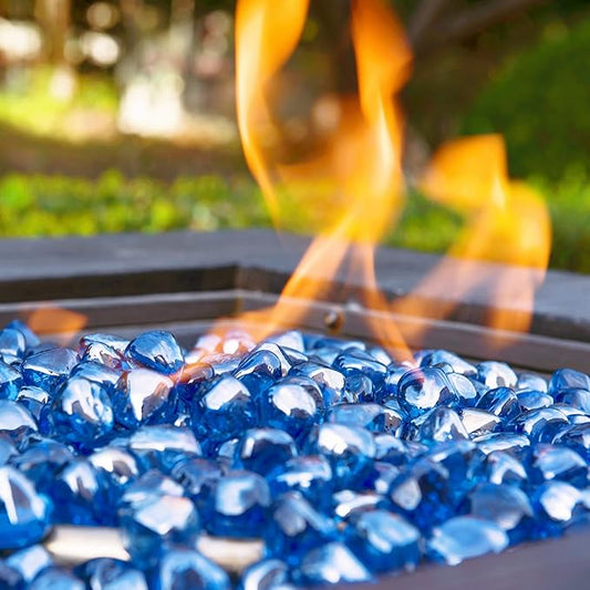 Fire Glass Diamond 1 Inch Fire Pit Glass Rocks for Propane or Gas Fire Pit (Gift Package) (20 Pounds, Sapphire Luster)