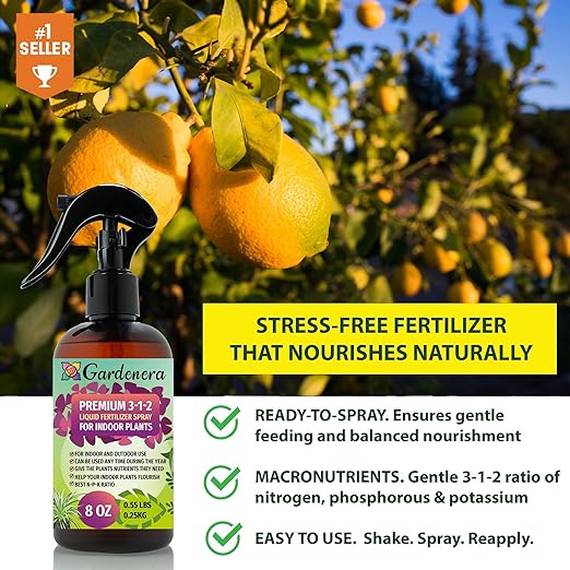 Gardenera Professional Lavender Spray Fertilizer Mist for Home Gardening | 3-1-2 Gentle Blend Mist for Healthy Leaves & Growth | Essential Nutrients for Lavender - 8oz