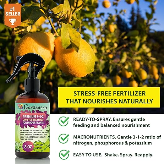 Gardenera Professional Orchid Spray Fertilizer Mist for Home Gardening | 3-1-2 Gentle Blend Mist for Healthy Leaves & Growth | Essential Nutrients for Orchids - 8oz