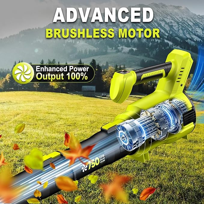 Cordless Leaf Blower, 550CFM (160MPH) Brushless Turbo Blower, 24V High Power Battery Powered Leaf Blowers with 2x4.0Ah Battery & Charger, Electric Blowers Variable Speeds for Lawn&Garden