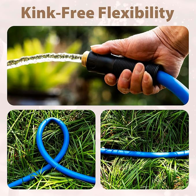 5/8" Female to Female Hot/Cold Water Leader Hose 3ft, -50℉ to 190℉ Flexible,Burst 600 Psi 3/4" Brass Fittings with Swivel Grip Handle for Outdoor,Yard, Farm, Blue