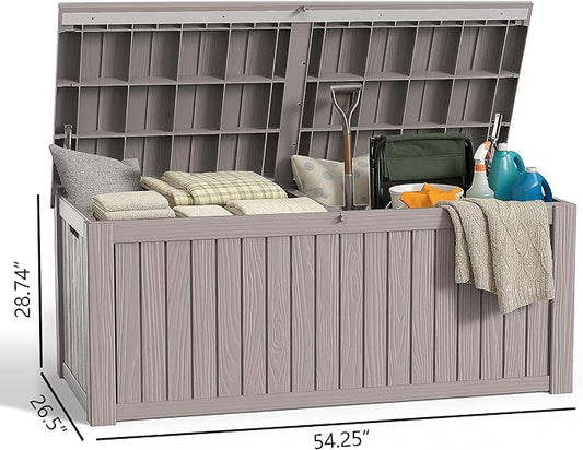 150 gallon Deck Boxes Resin Material Outside Storage Box Large Storage Bins with Lids Deck Boxes Outdoor Waterproof for Outdoor Use
