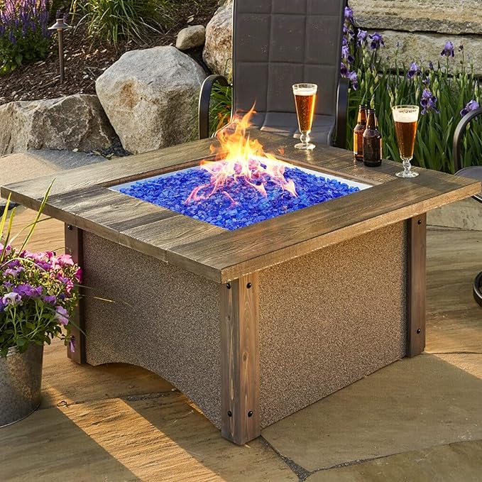 Onlyfire 10 lbs Fire Glass for Propane Fire Pit, 1/4-Inch High Luster Fireplace Glass Rocks for Fire Pit Table, Cobalt Blue