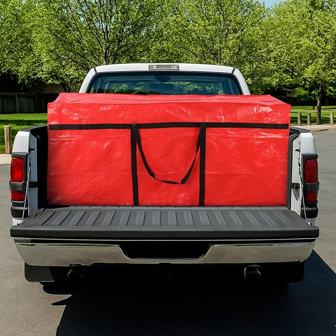 Windyun 4 Pack 177 Gallon Extra Large Storage Bags XXL Moving Bags with Zipper Handles Heavy Duty Jumbo Big Tote Box for Christmas Tree Storage 4, 5, 7.5, 9, 10, 12 ft Skeleton College Dorm(Red)