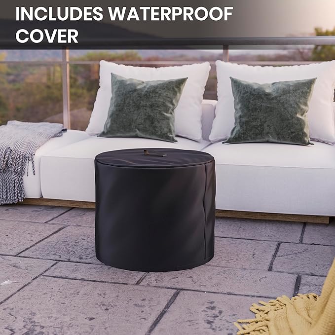 Flash Furniture Titus Commercial Grade Wood Burning Smokeless Outdoor Firepit - Bronze Finish - 19.5 inches - Portable - Waterproof Cover