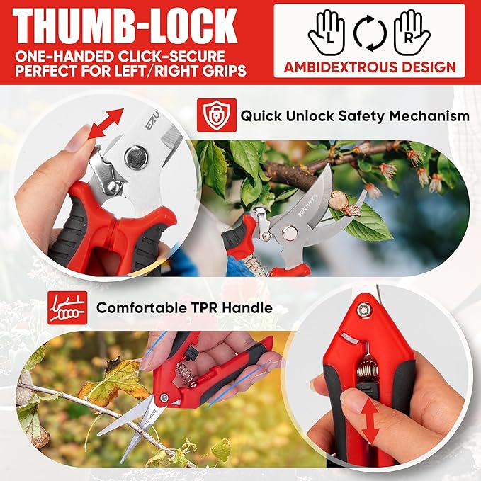 3PC Gardening Folding Saw with Pruner and Shears Set, 7 inch Hand Saw, Stainless Steel Garden Clippers 2 Pack, Professional Gardening Tools for Wood Cutting, Landscaping, Trimming, Picking