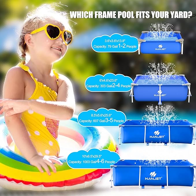 Swimming Pools Above Ground for Adults Kids, 8.5ft x 5.6ft x 25.5in Extra Large Blow Up Pool with Pump, Full Size Family Swimming Pools for Dog Backyard Garden Home Lawn Indoor Outdoor