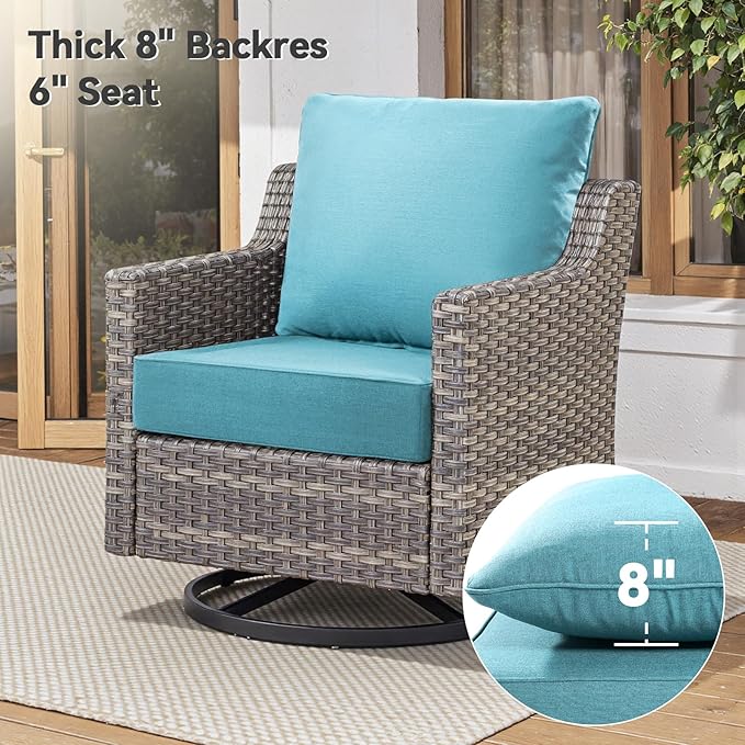 6" Thick Outdoor Cushions 22x24x6, 1-Set Deep Seat Patio Cushions with Removable Cover, Waterproof & Fade Resistant Replacement for Wicker Chair, Loveseat, Sofa - Teal