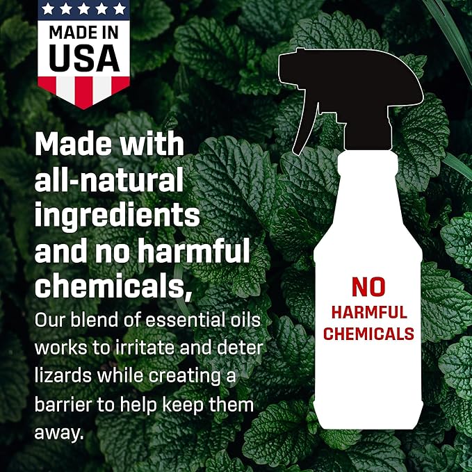 Exterminators Choice Gecko & Lizard Defense Spray - 128 Fl Oz - Unscented - Kid & Pet Safe Lizard Control - Natural Essential Oils for Reptile Protection - 1 Gallon Spray for Garden Defense